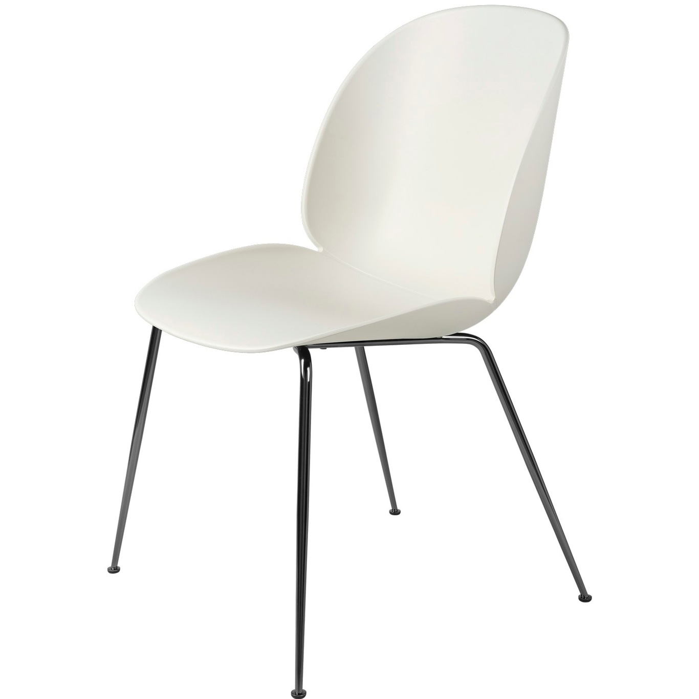 Beetle Dining Chair Unupholstered, Conic Base Black Chromed, Alabaster Wh