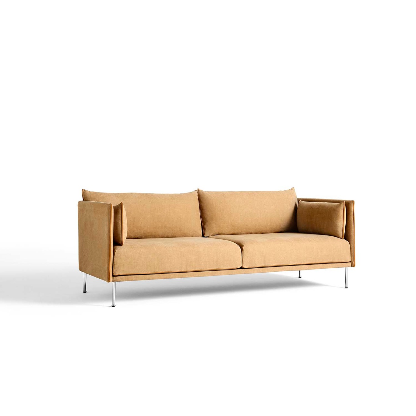 Silhouette Sofa 3 Seater, Linara 142/Cognac Piping/Chrome