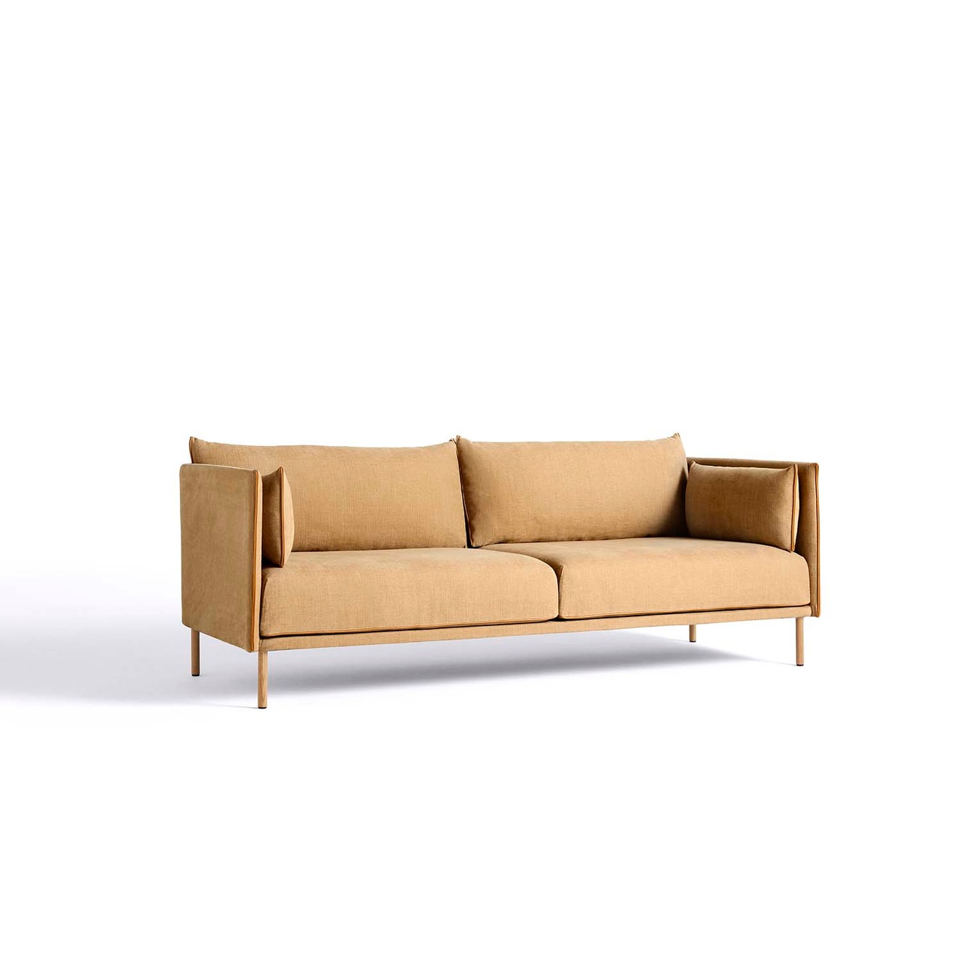Silhouette Sofa 3 Seater, Linara 142/Cognac Piping/Oak