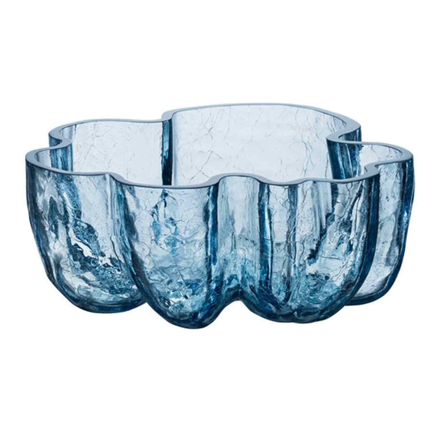Crackle Skål 10,5 cm, Sirkulært Glass, Blå