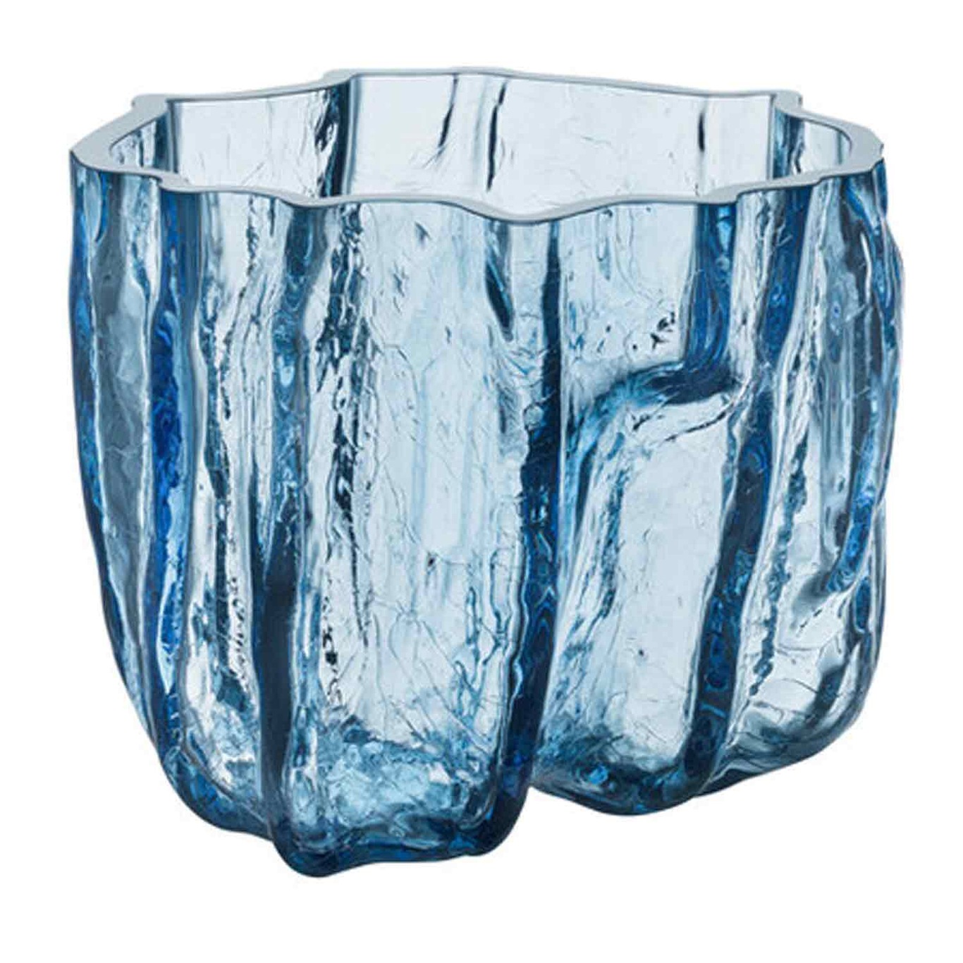 Crackle Vase Sirkulært Glass, 17,5 cm