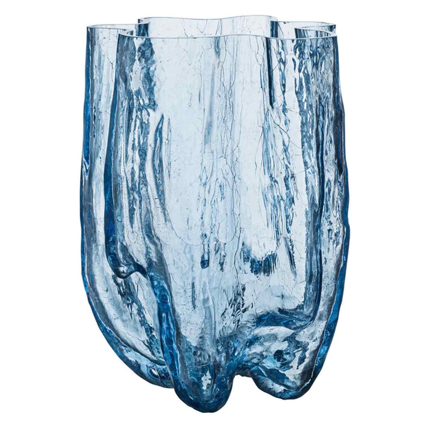 Crackle Vase Sirkulært Glass, 37 cm