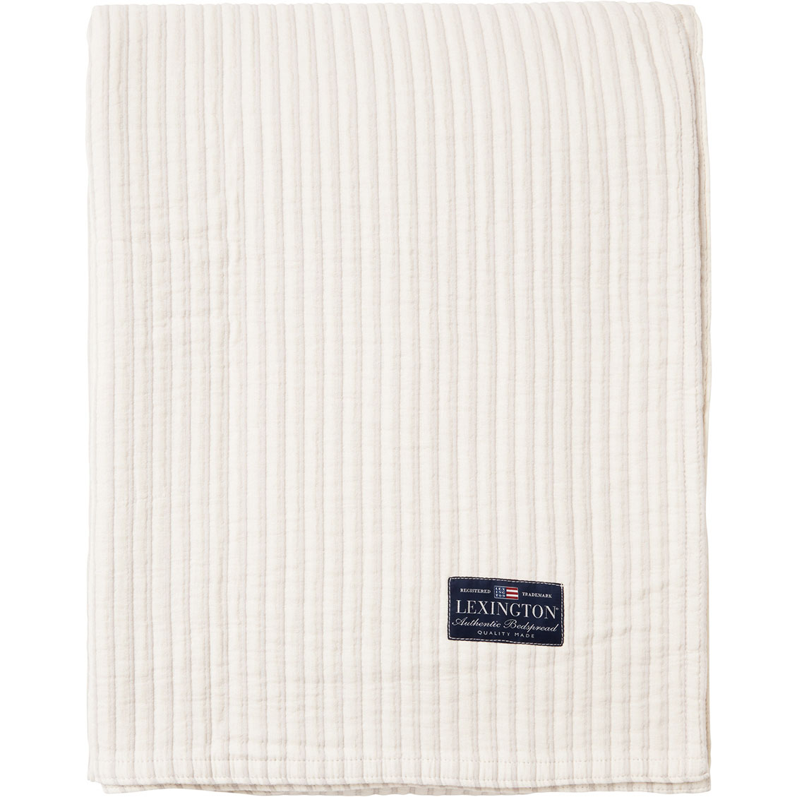 Striped Reversible Organic Cotton Sengeteppe 260x240 cm, Off-white/Grå