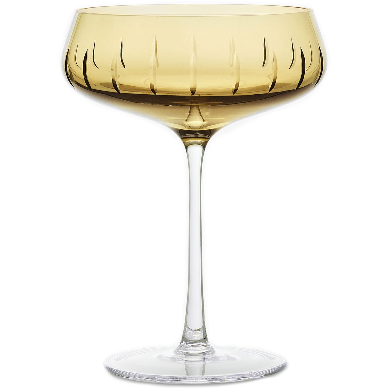 Single Cut Champagneglass, Amber