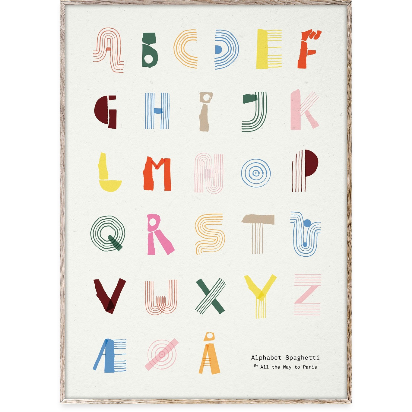 Alphabet Spaghetti DK Plakat, 70x100 cm