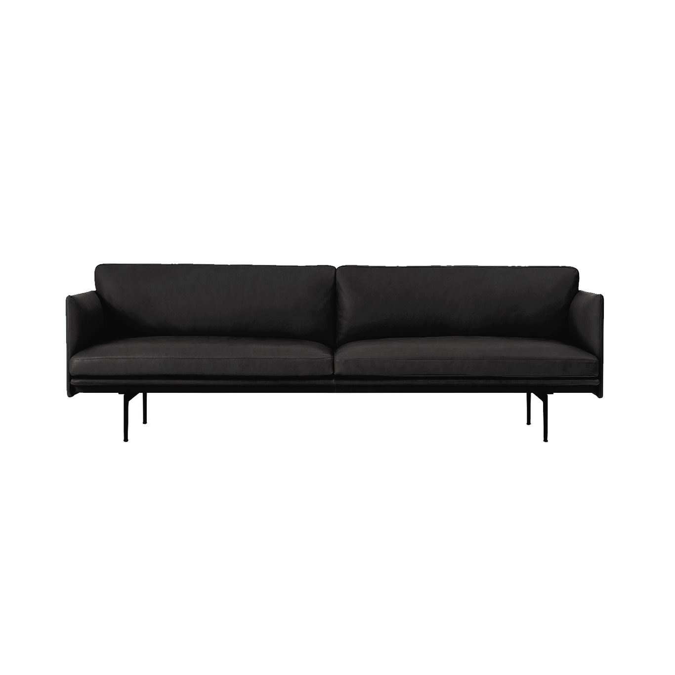 Outline Sofa 3-seters, Silk leather Black / Svart Aluminium