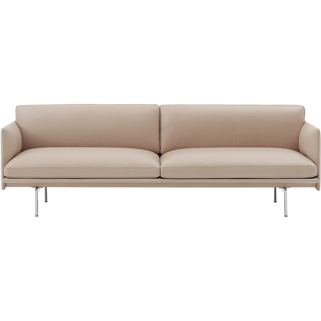 Outline Sofa 3-seters, Refine leather Beige / Polert Aluminium