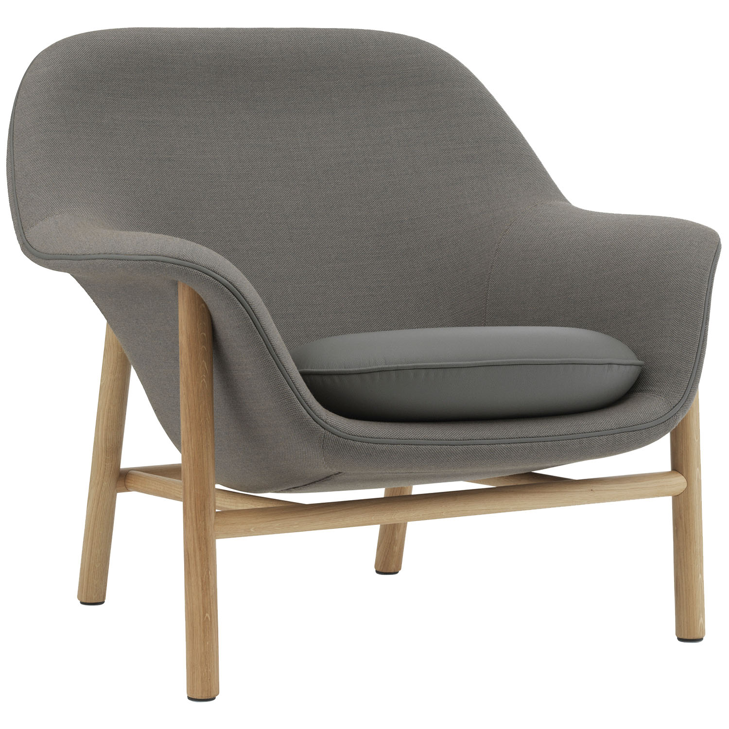 Drape Lounge Chair Low Grey Steel Lenestol Skum Laget av tekstil Laget av skinn, Ramme i eik Grå, Grå