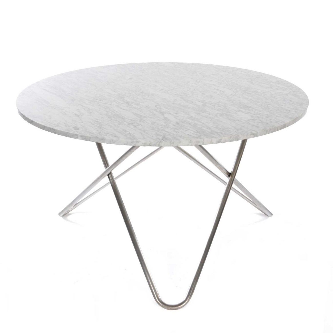 Big O Spisebord, Stålstativ/Hvit Marmor