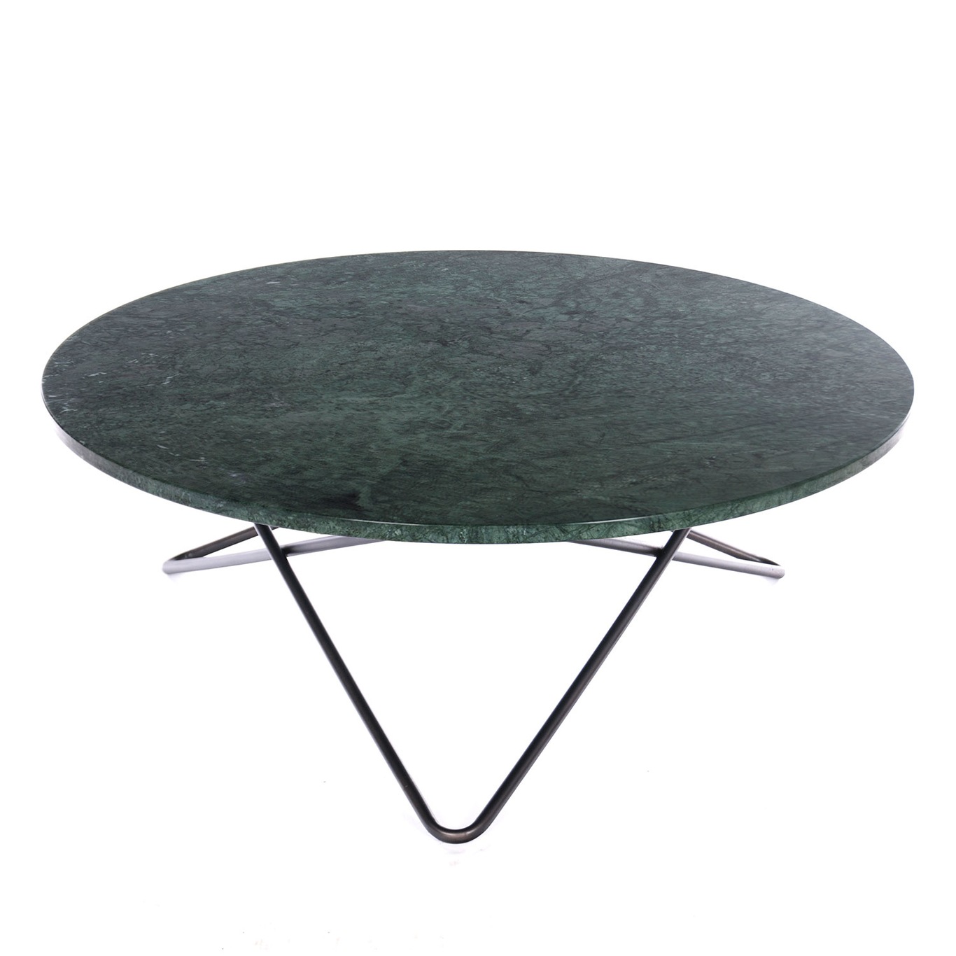Large O Table Sofabord Ø100 cm, Sort/Grønn Marmor
