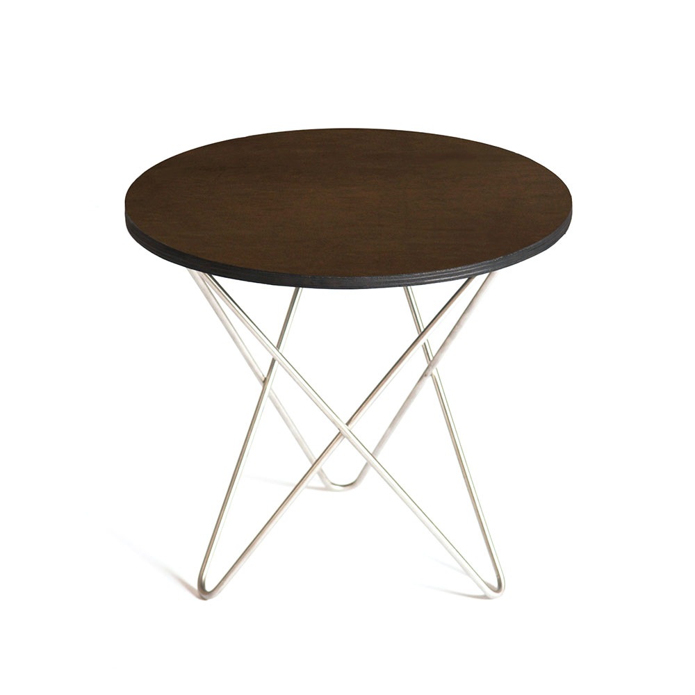 Mini O Table Sidebord Ø40 cm, Stål/Brun Mocka