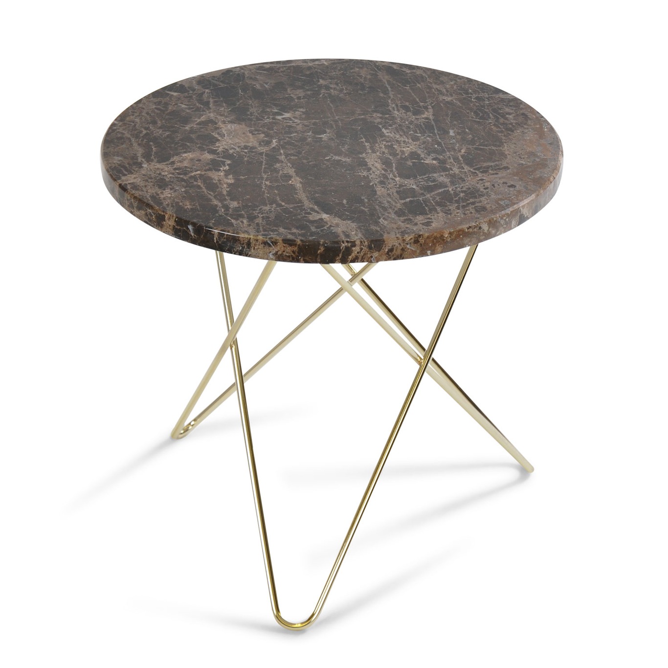Mini O Table Sidebord Ø40 cm, Messing/Brun Marmor