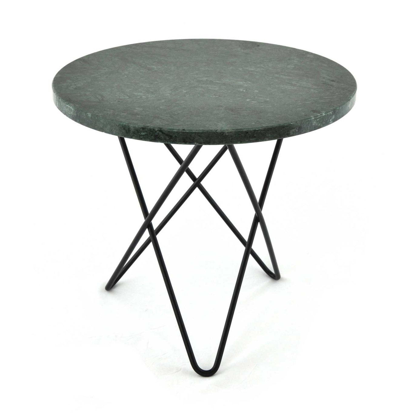 Mini O Table Sidebord Ø40 cm, Sort/Grønn Marmor
