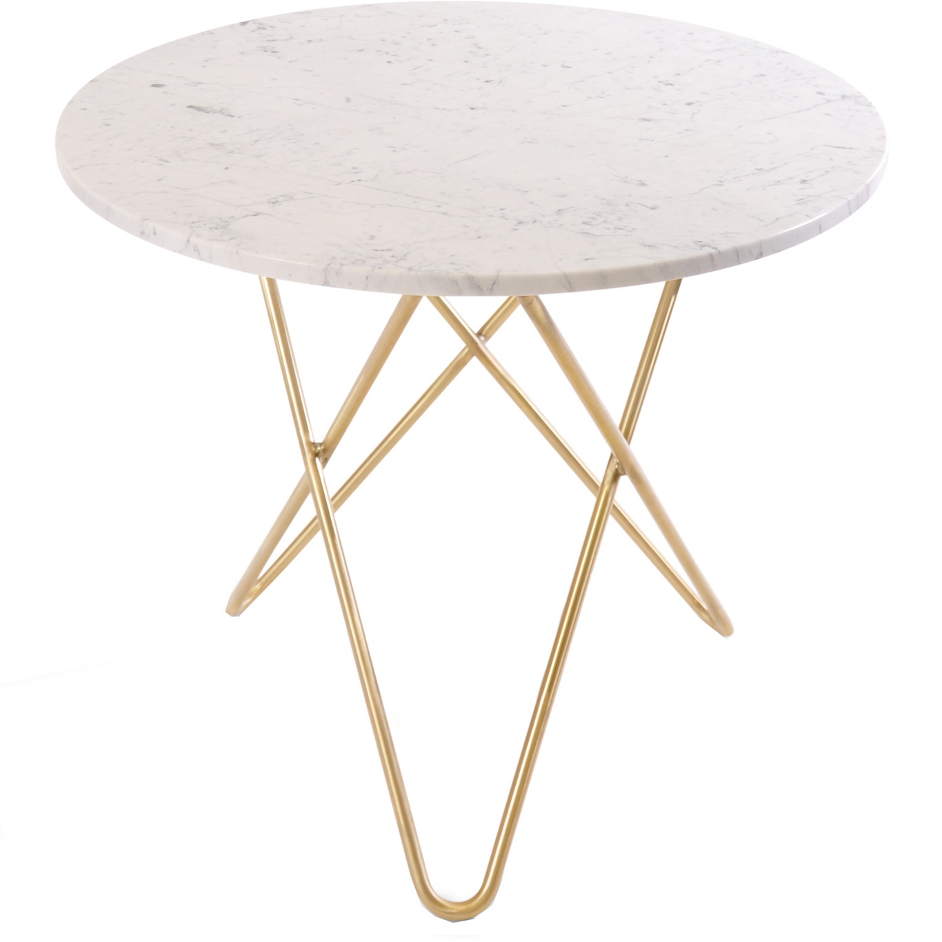 O Dining Table Spisebord Ø100 cm, Messing/Hvit Marmor