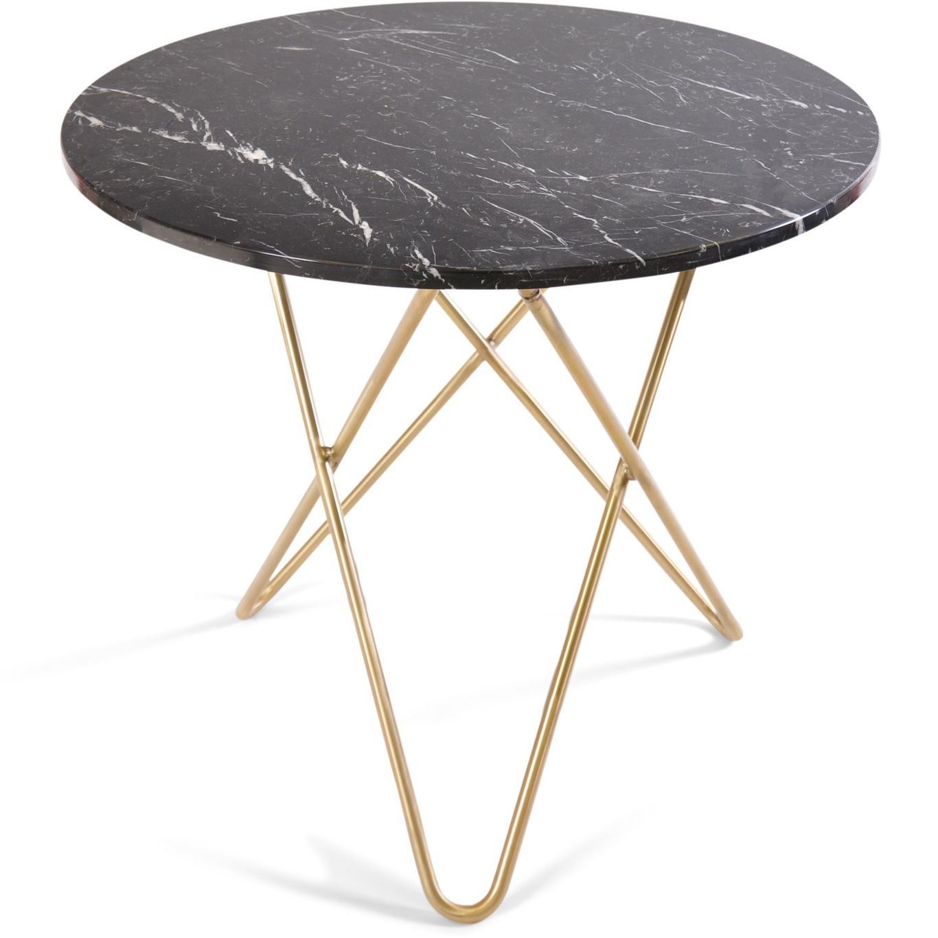 O Dining Table Spisebord Ø100 cm, Messing/Sort Marmor