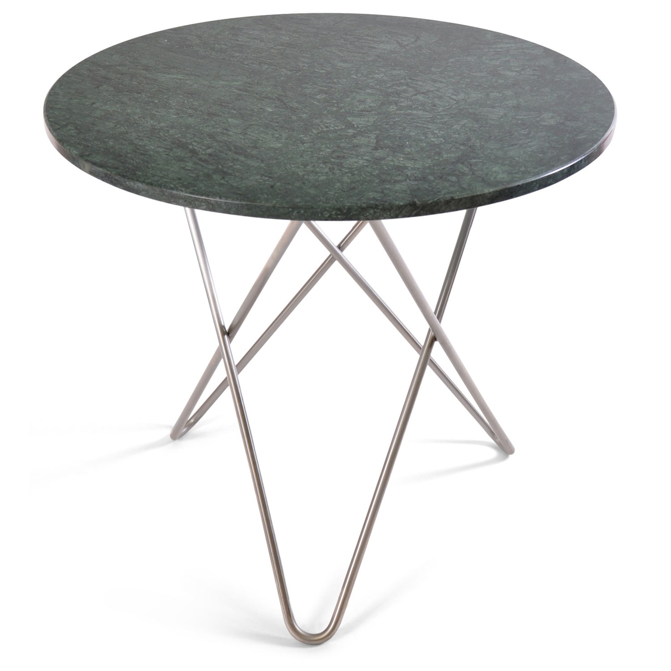 O Dining Table Spisebord Ø100 cm, Stål/Grønn Marmor