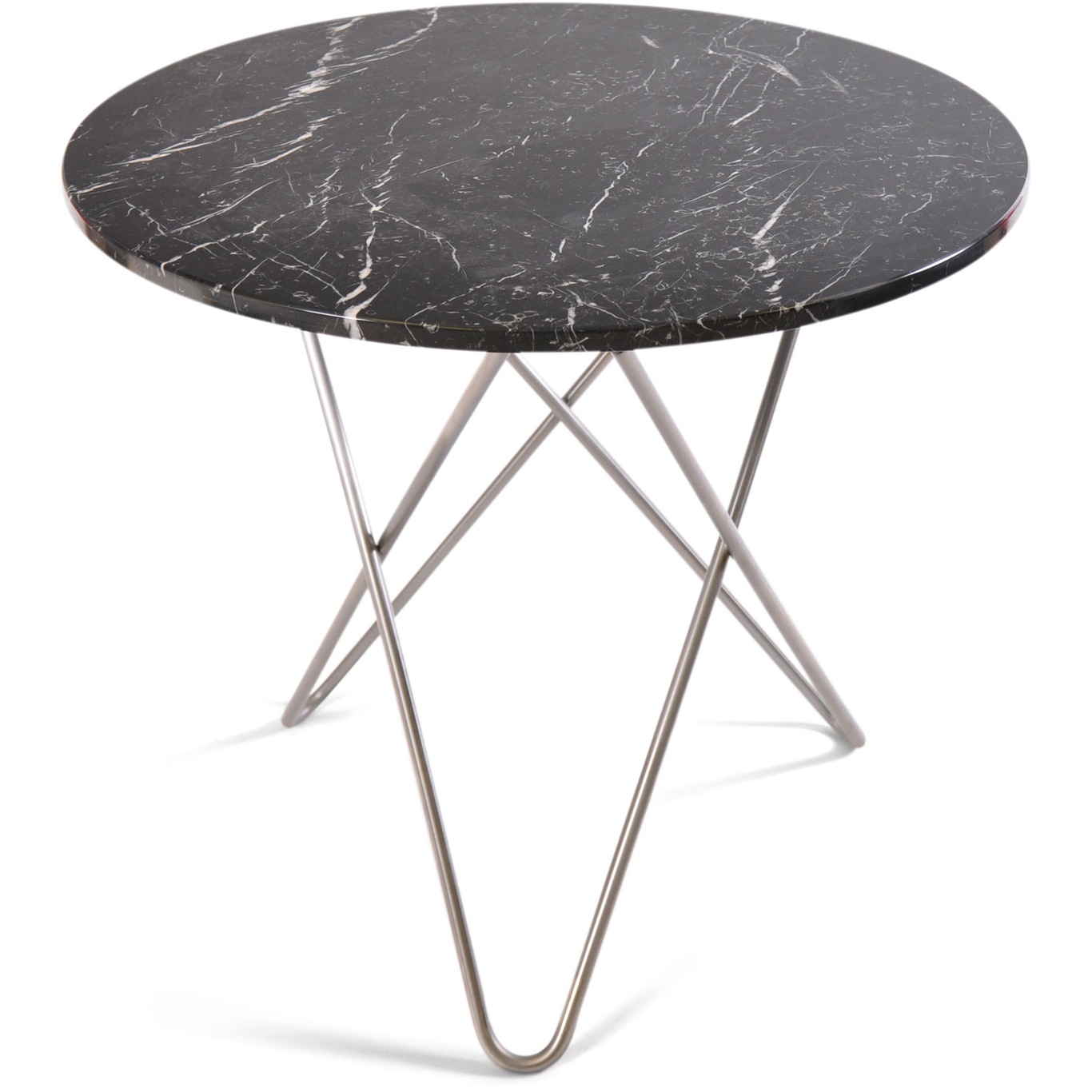 O Dining Table Spisebord Ø100 cm, Stål/Sort Marmor