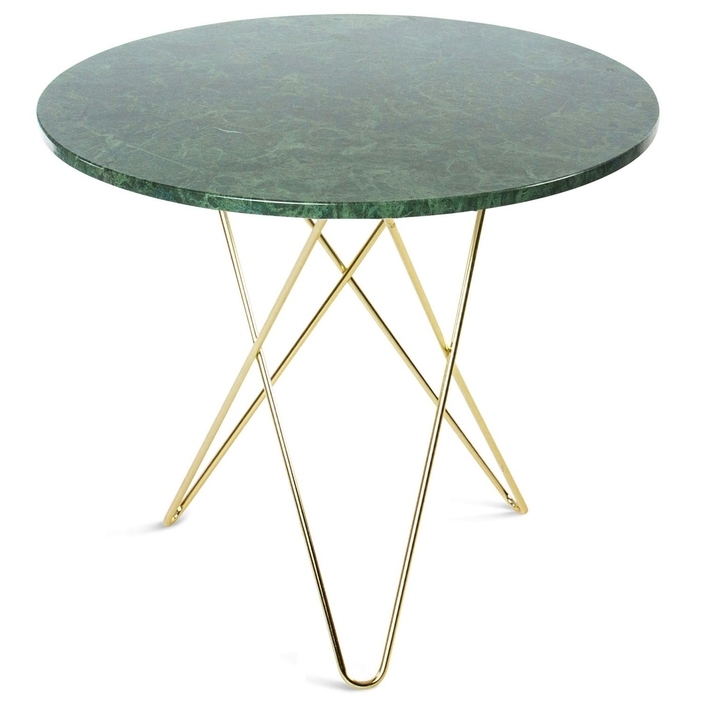 O Spisebord Ø80 cm, Messing/Grønn Marmor