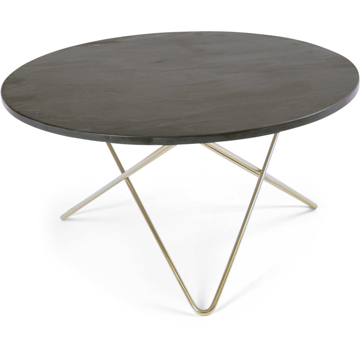 O Table Sofabord Ø80 cm, Messing/Rustikk Skifer