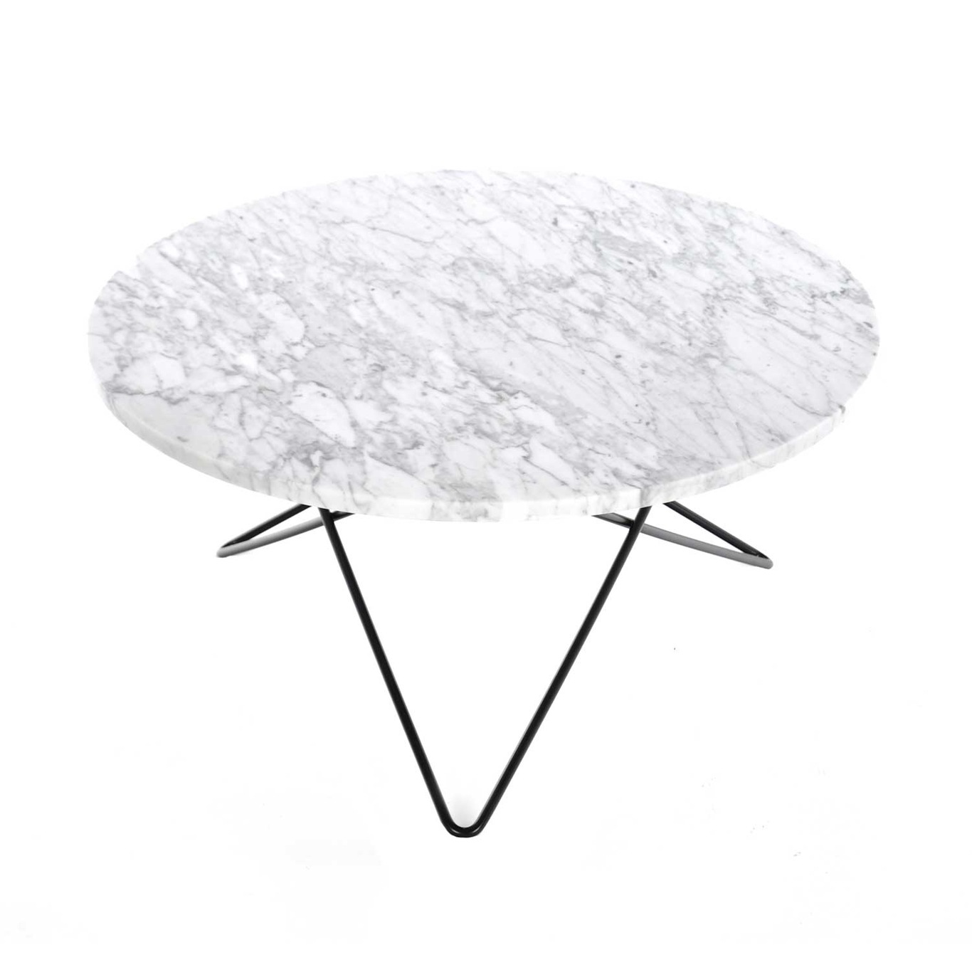 O Table Sofabord Ø80 cm, Sort Stativ/Hvit Marmor