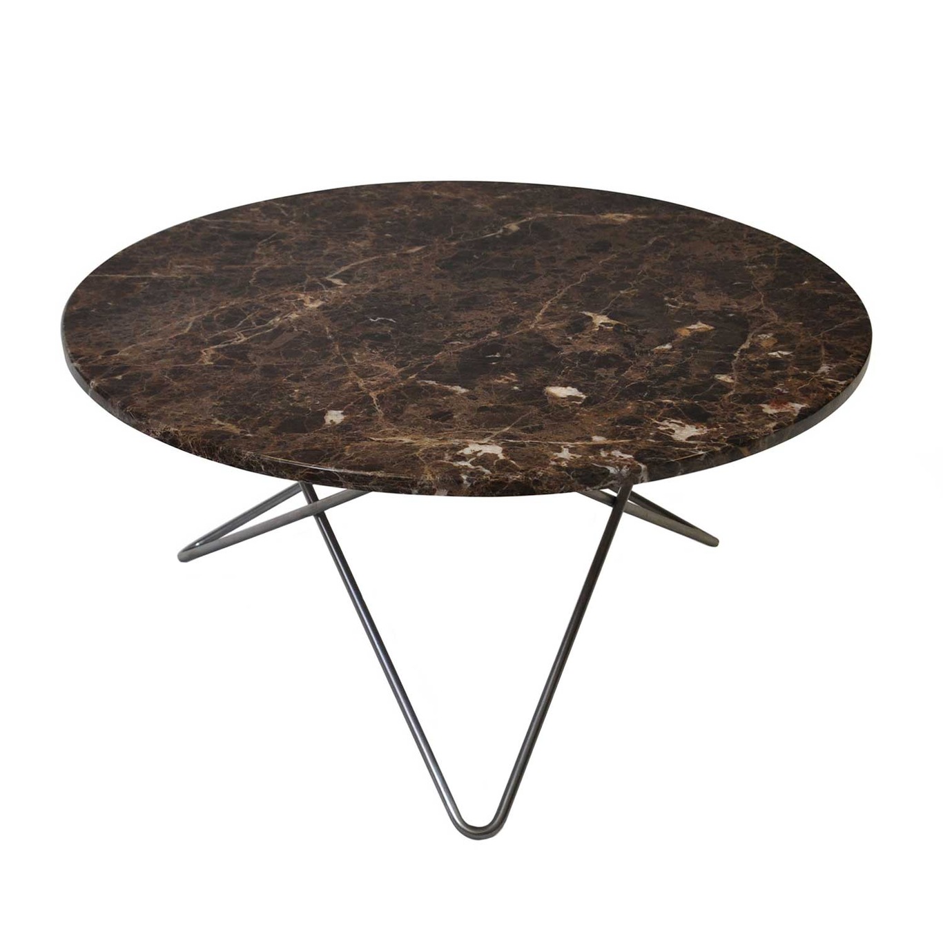 O Table Sofabord Ø80 cm, Sort Stativ/Brun Marmor