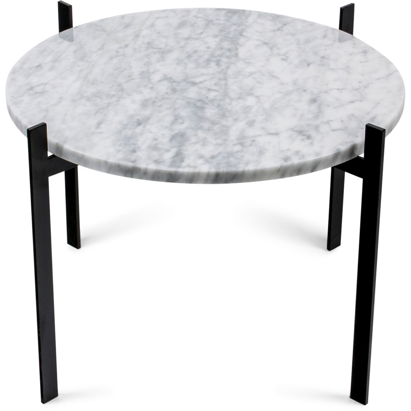 Single Deck Table, Marble White Matt Ø50, Sort Stativ