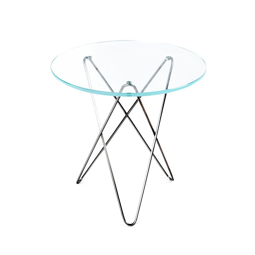 Tall Mini O Table Sidebord Ø50 cm,  Stål/Klart Glass