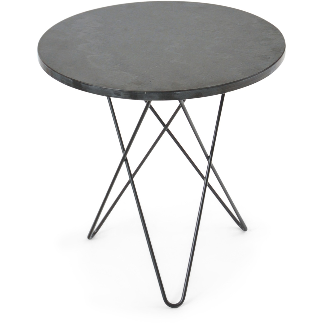 Tall Mini O Table Sidebord Ø50 cm, Sort/Rustikk Skifer