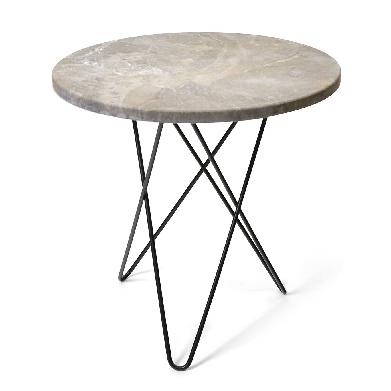 Tall Mini O Table Sidebord Ø50 cm, Sort/Grå Marmor