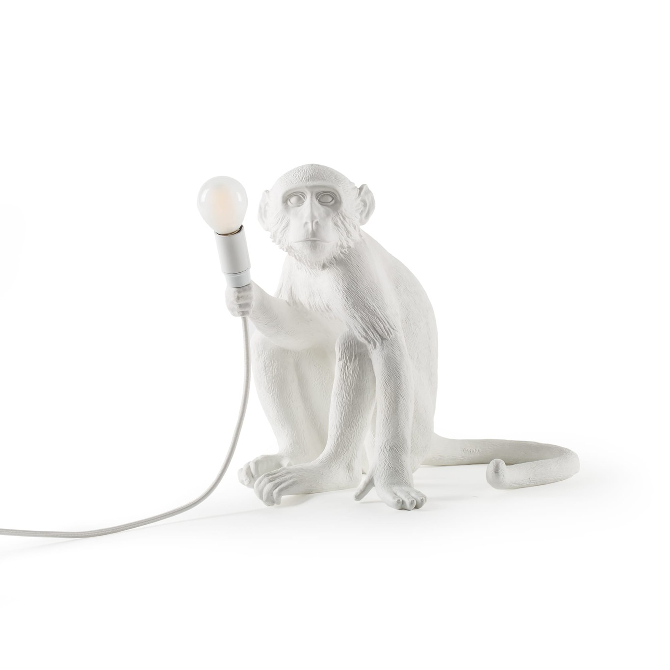 Monkey Lamp Sittende, Hvit